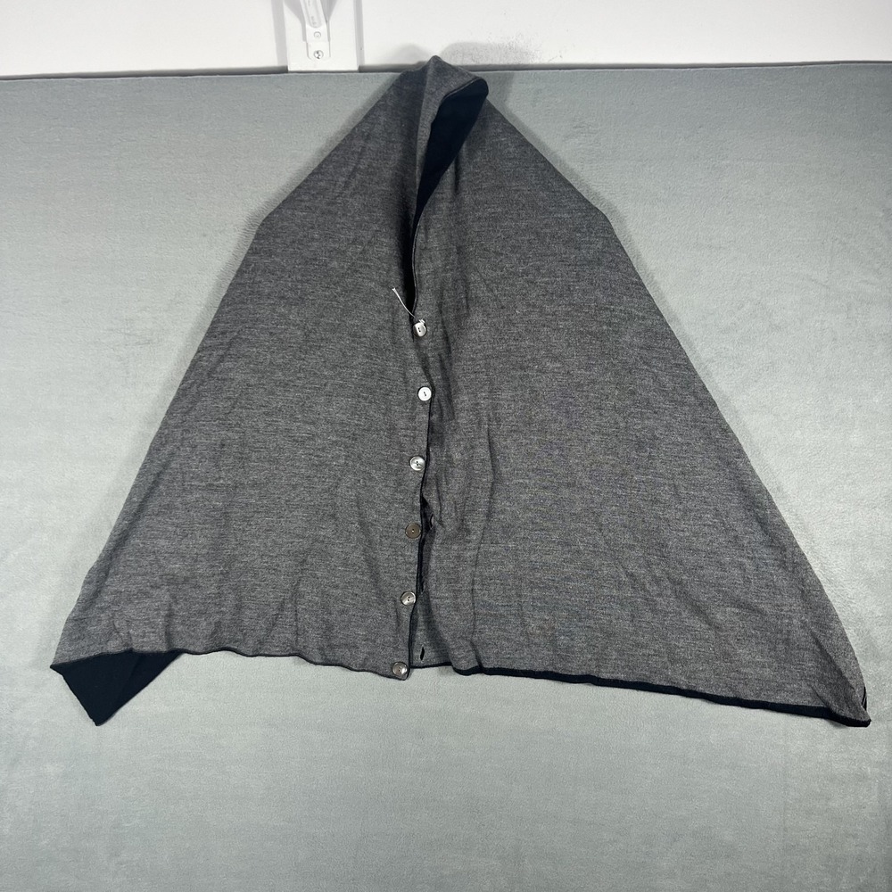 Chic Reversible Button Up Knit Shawl Wrap Scarf Grey Black Women's Accessory